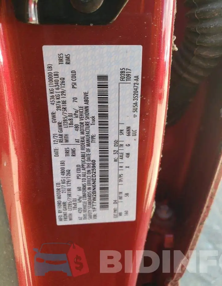1FT7W2BN6NED25960 Photo# 12