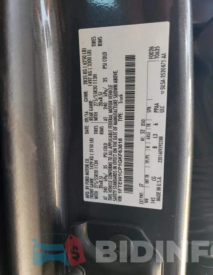1FTEW1CP1GKF63818 Photo# 13