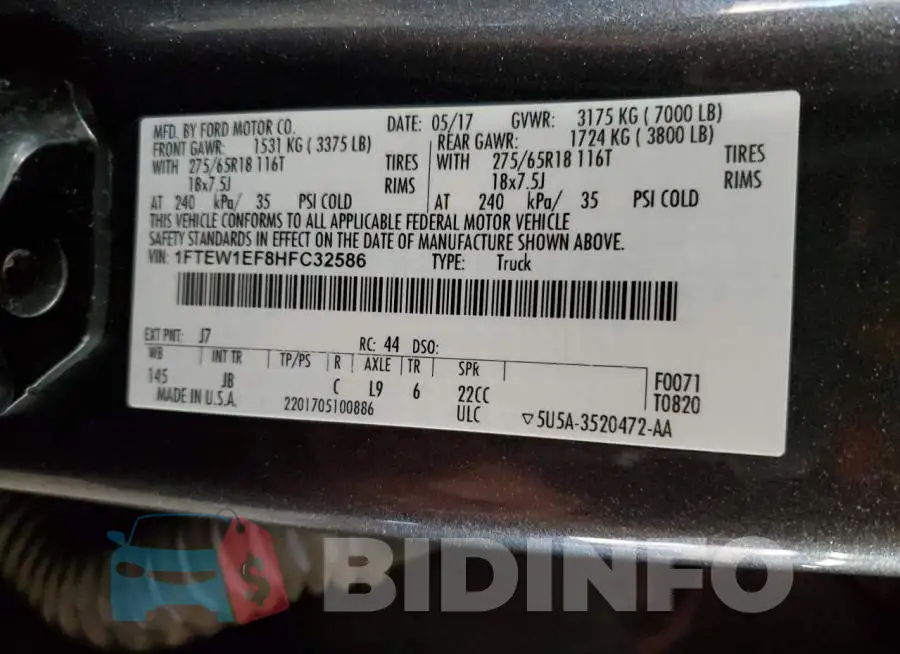 1FTEW1EF8HFC32586 Photo# 12
