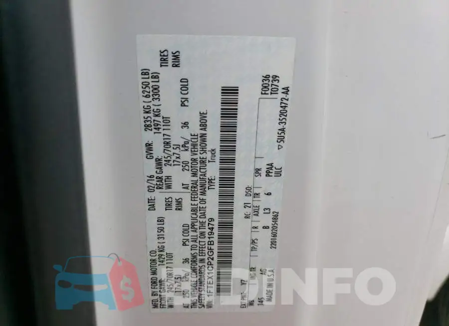 1FTEX1CP2GFB19479 Photo# 12