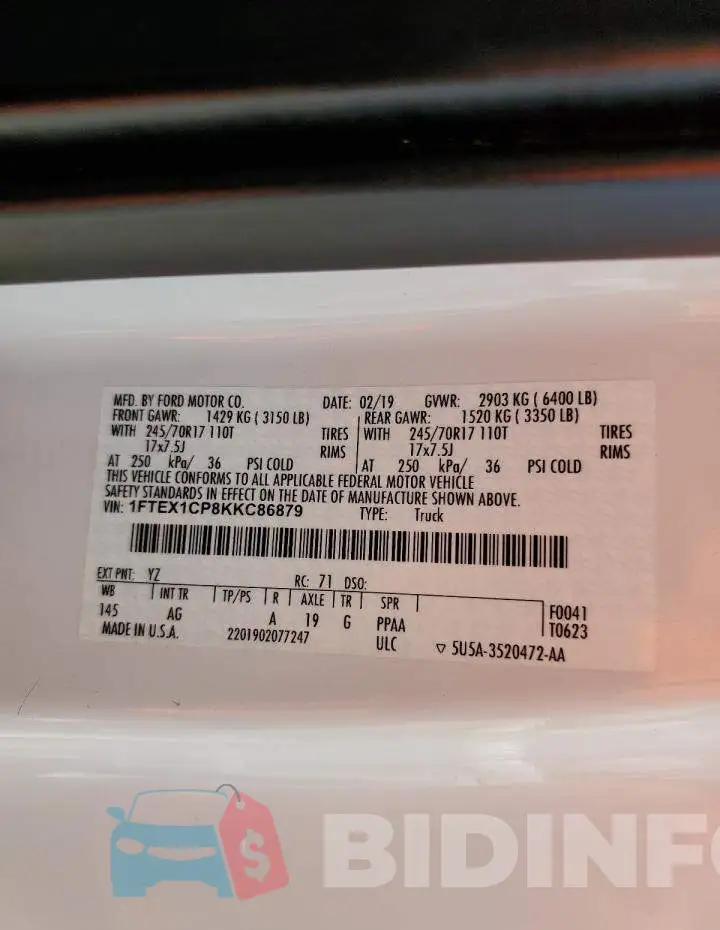 1FTEX1CP8KKC86879 Photo# 12
