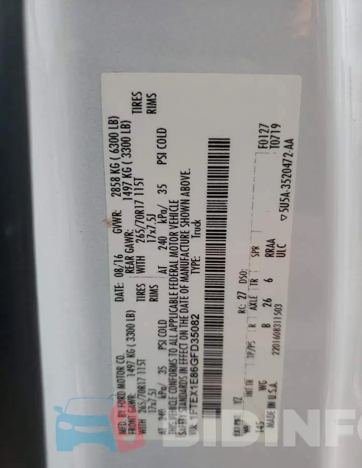 1FTEX1E86GFD35082 Photo# 12