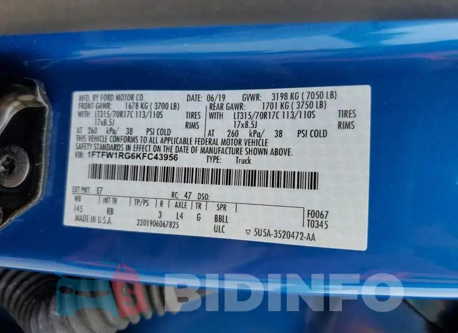1FTFW1RG6KFC43956 Photo# 12