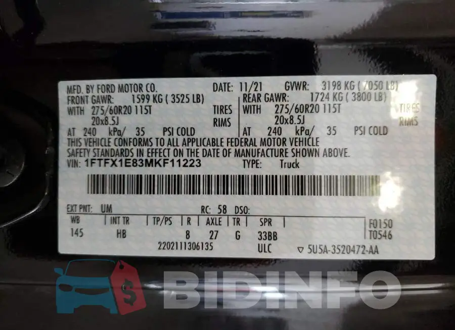 1FTFX1E83MKF11223 Photo# 12