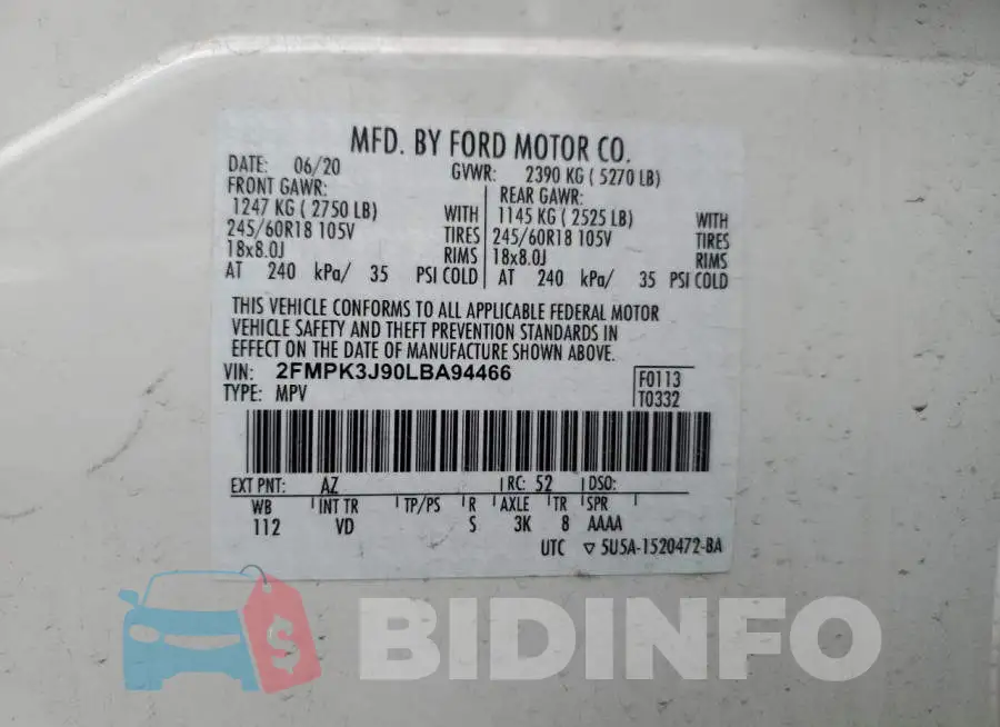2FMPK3J90LBA94466 Photo# 12