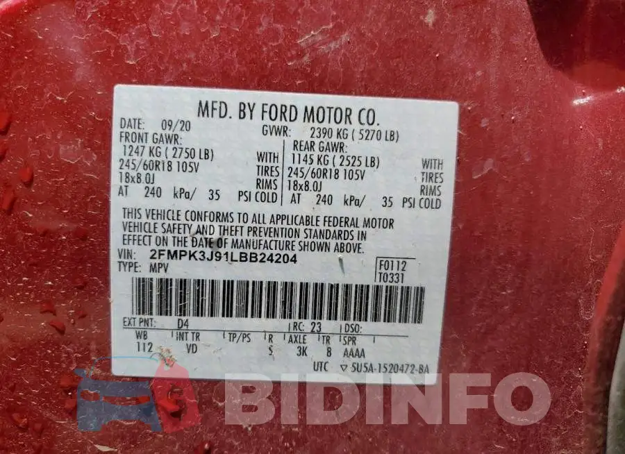 2FMPK3J91LBB24204 Photo# 13