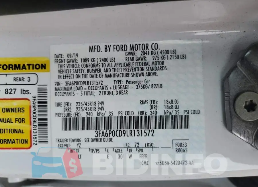 3FA6P0CD9LR131572 Photo# 12