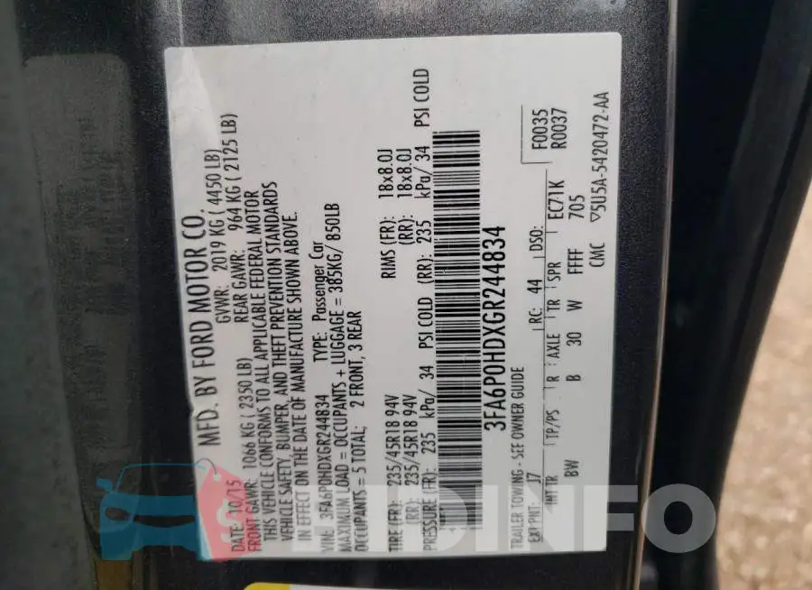 3FA6P0HDXGR244834 Photo# 12
