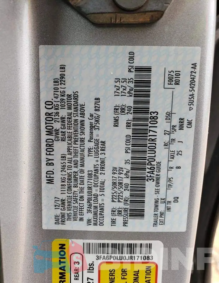 3FA6P0LU0JR171083 Photo# 12