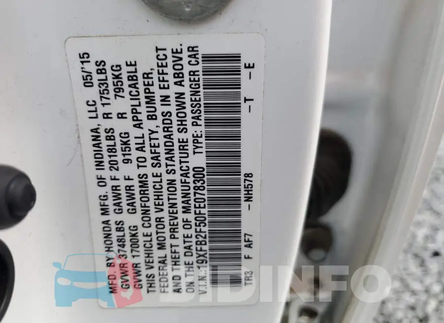 19XFB2F50FE078300 Photo# 12