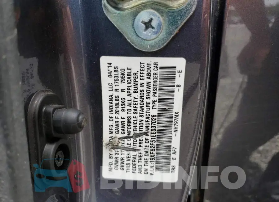 19XFB2F51EE037026 Photo# 12