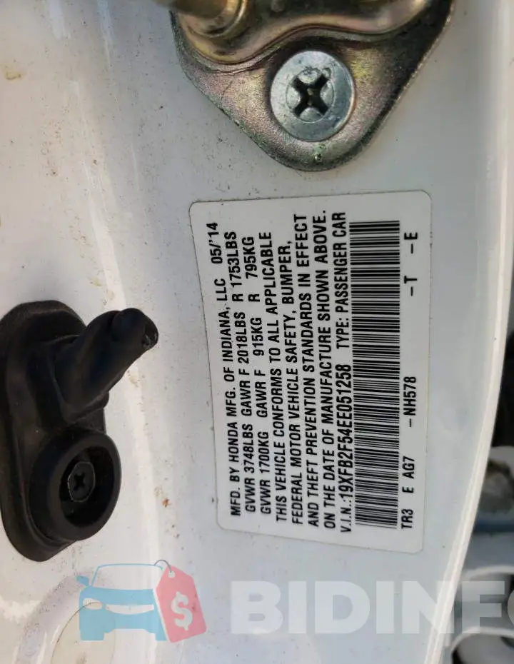 19XFB2F54EE051258 Photo# 12