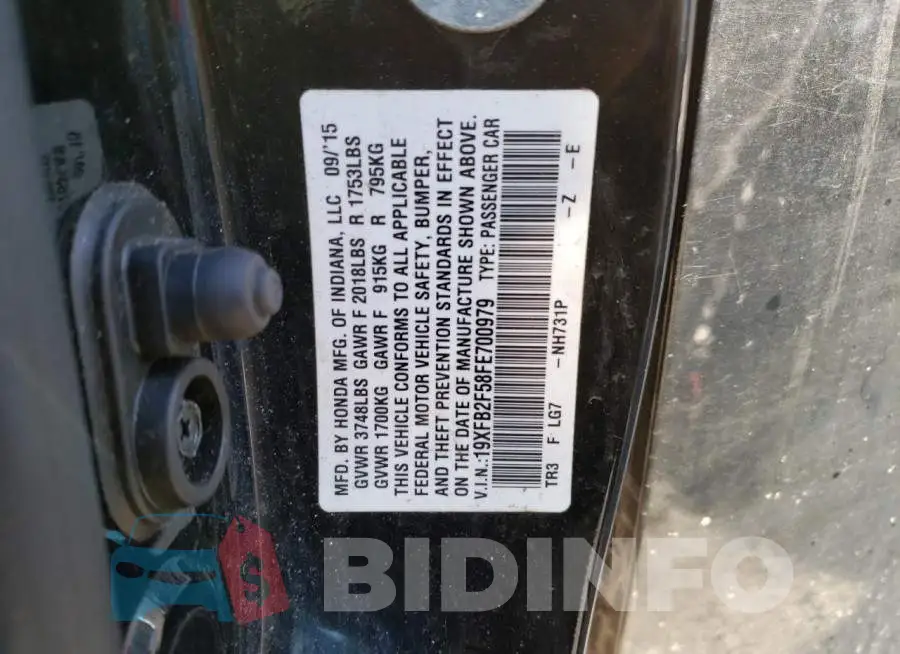 19XFB2F58FE700979 Photo# 12