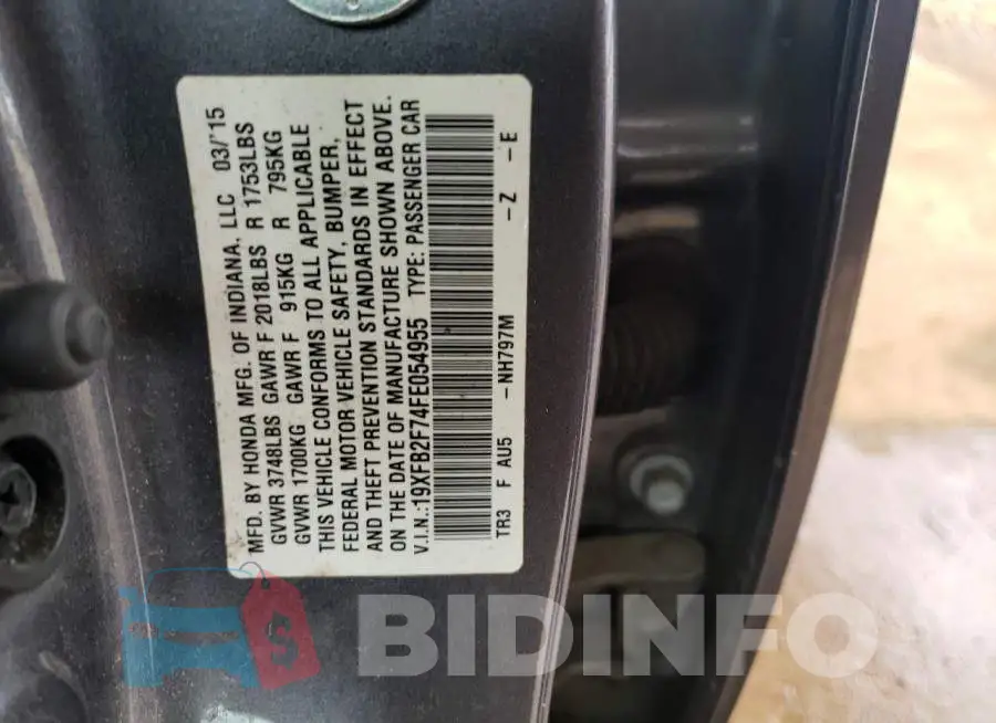 19XFB2F74FE054955 Photo# 12