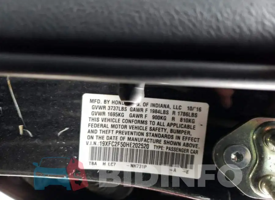 19XFC2F50HE202520 Photo# 12