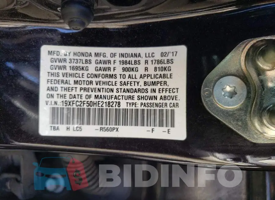 19XFC2F50HE218278 Photo# 12