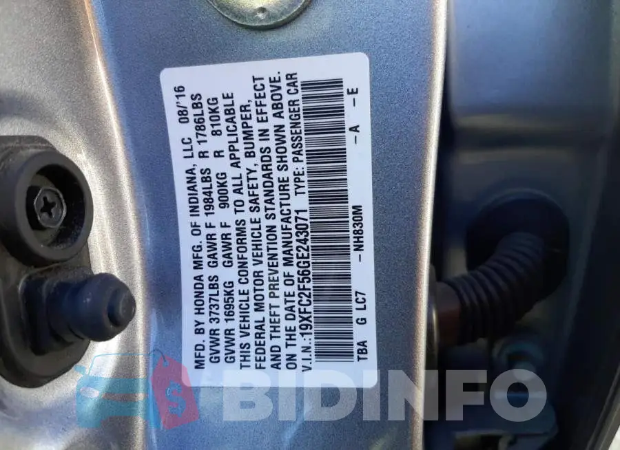 19XFC2F56GE243071 Photo# 13