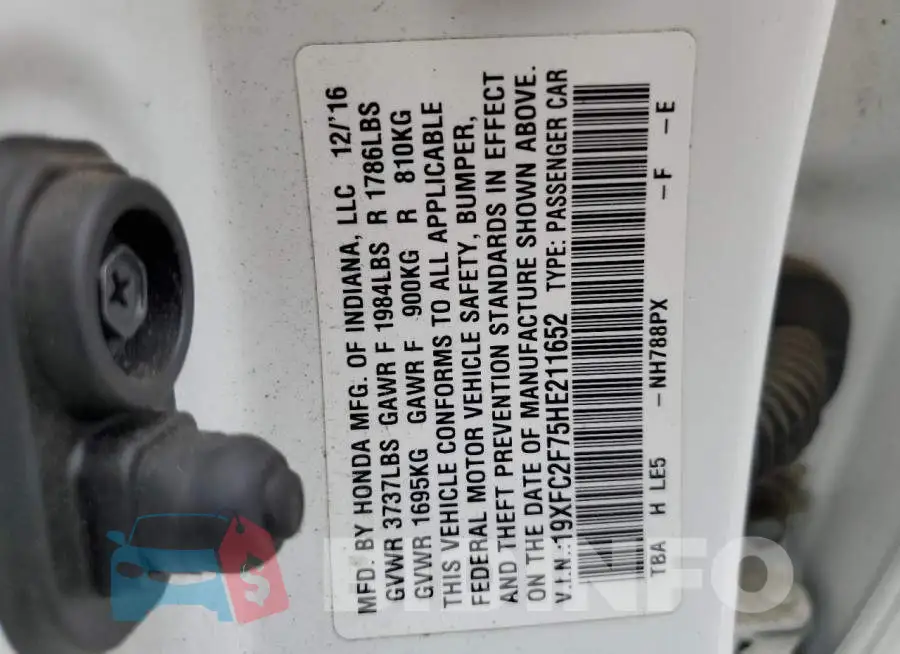 19XFC2F75HE211652 Photo# 12