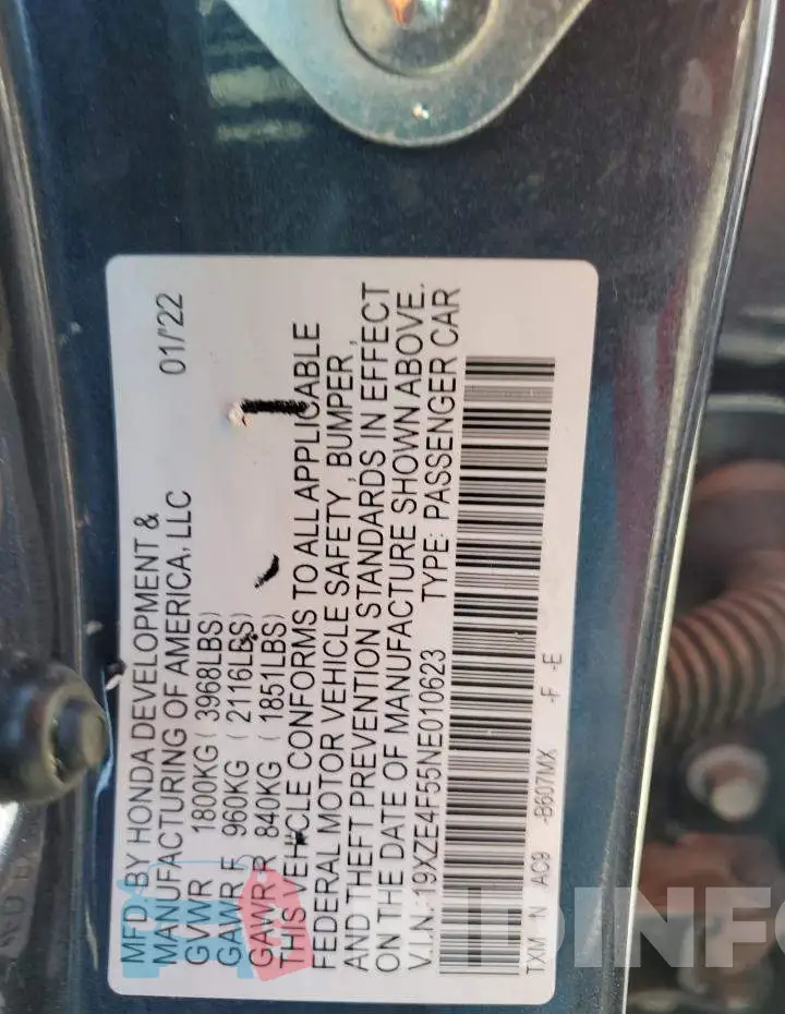 19XZE4F55NE010623 Photo# 13