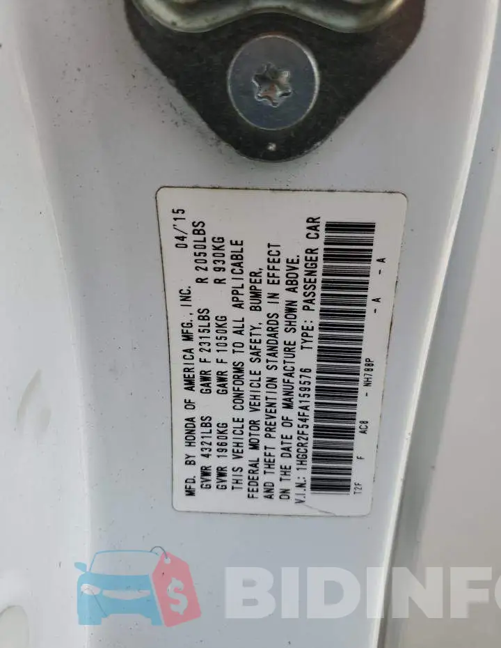 1HGCR2F54FA159576 Photo# 13