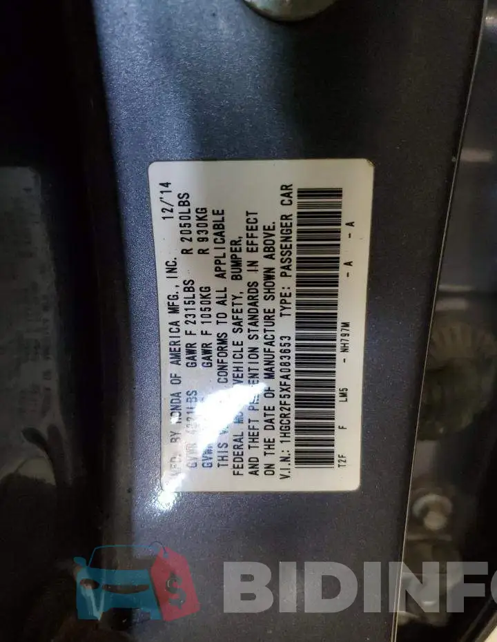 1HGCR2F5XFA083653 Photo# 13