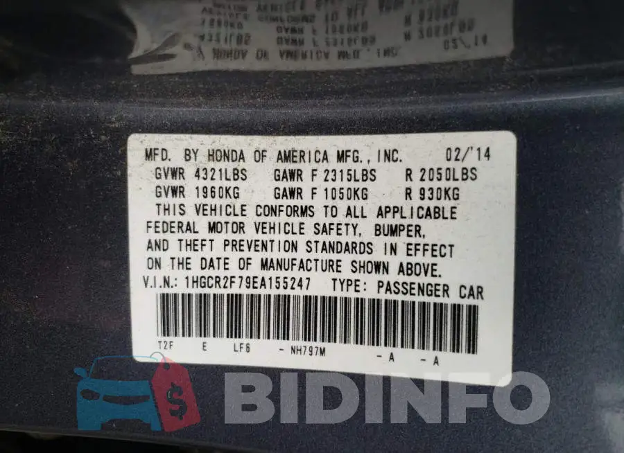 1HGCR2F79EA155247 Photo# 12