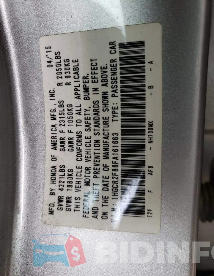 1HGCR2F86FA161663 Photo# 12