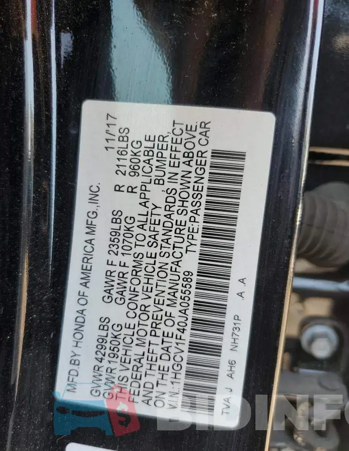1HGCV1F40JA055589 Photo# 12