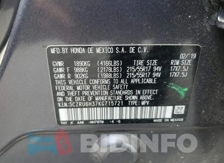 3CZRU6H37KG715721 Photo# 12