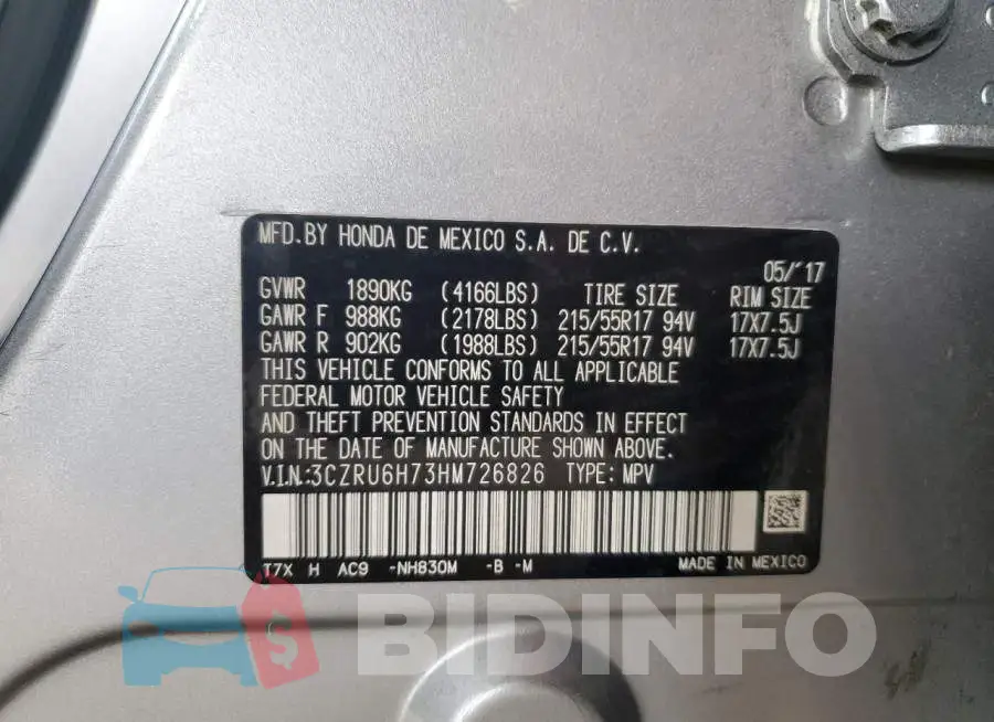 3CZRU6H73HM726826 Photo# 13