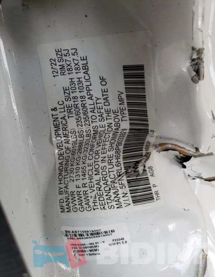5FNRL6H68PB033320 Photo# 13