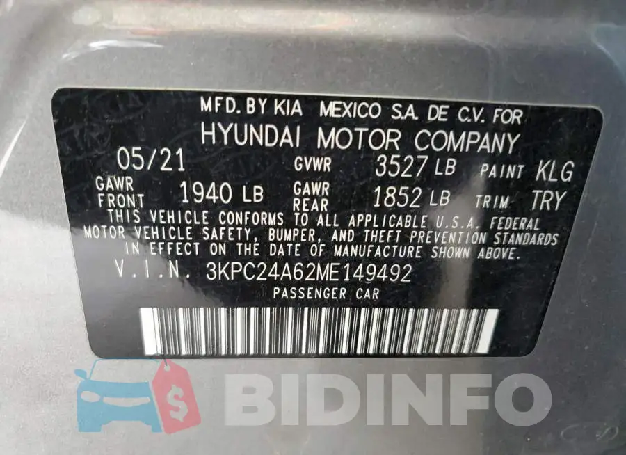 3KPC24A62ME149492 Photo# 13