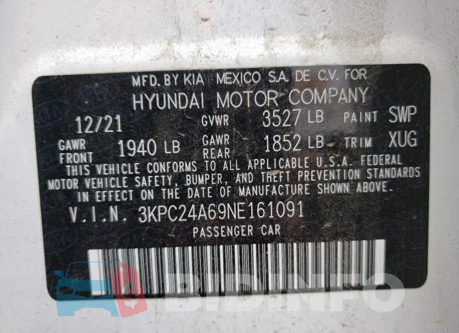 3KPC24A69NE161091 Photo# 12