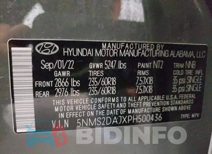 5NMS2DAJXPH500436 Photo# 14