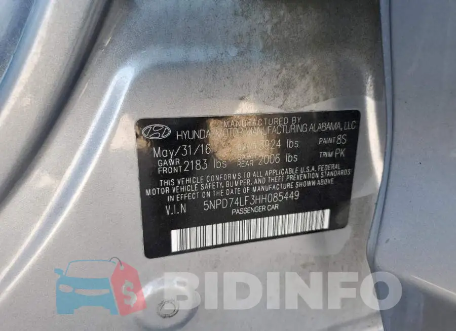 5NPD74LF3HH085449 Photo# 13