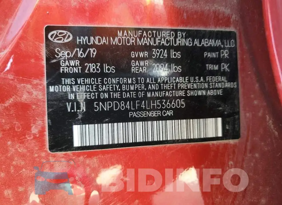 5NPD84LF4LH536605 Photo# 13