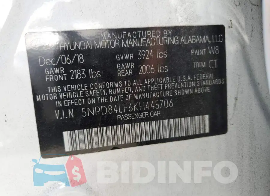 5NPD84LF6KH445706 Photo# 12