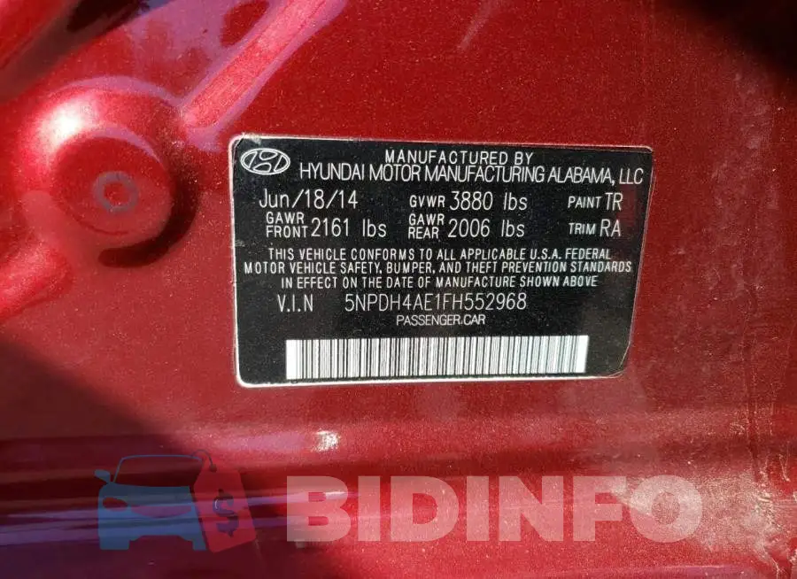 5NPDH4AE1FH552968 Photo# 12