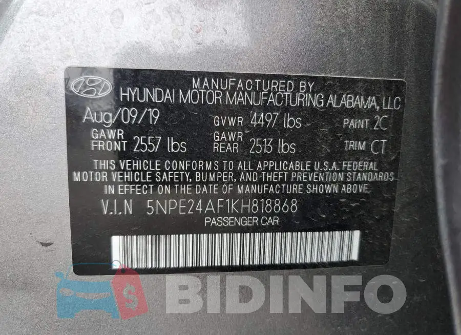 5NPE24AF1KH818868 Photo# 12