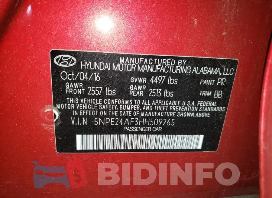 5NPE24AF3HH509265 Photo# 12