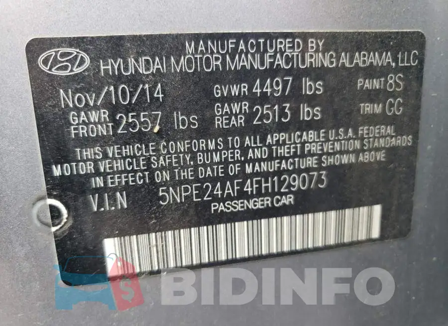 5NPE24AF4FH129073 Photo# 12