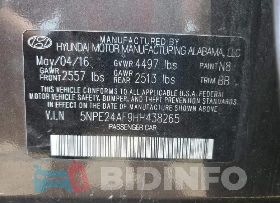 5NPE24AF9HH438265 Photo# 12