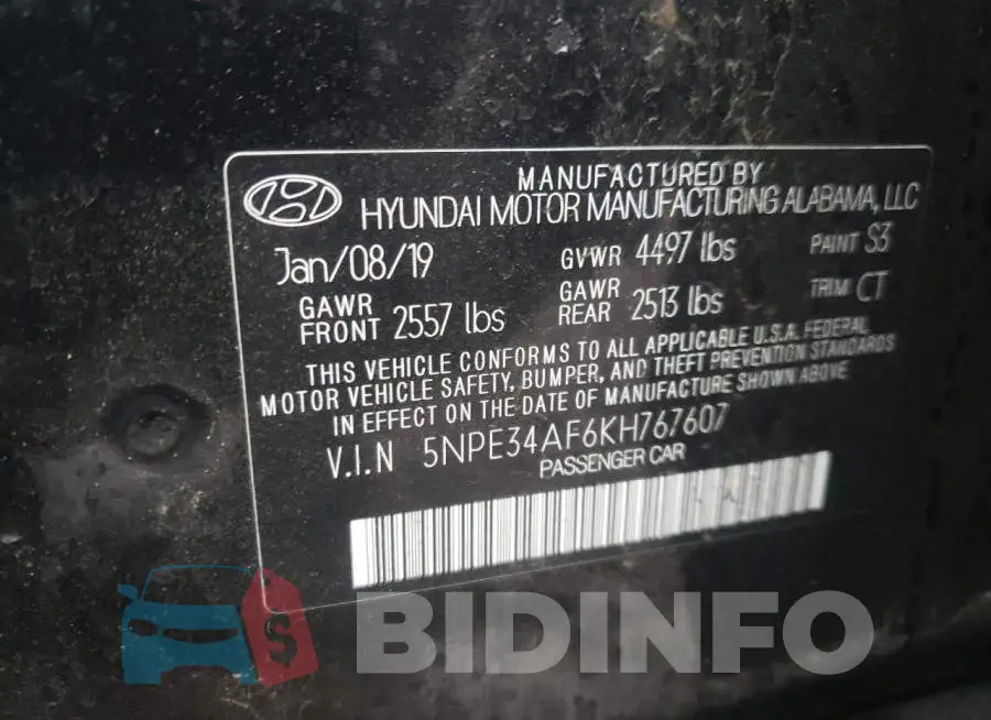5NPE34AF6KH767607 Photo# 10