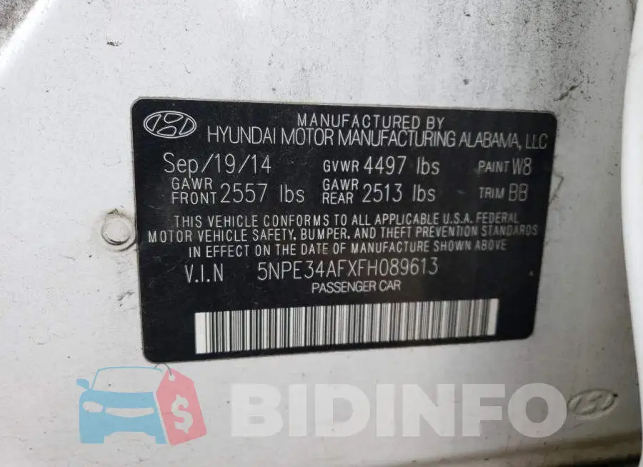 5NPE34AFXFH089613 Photo# 12
