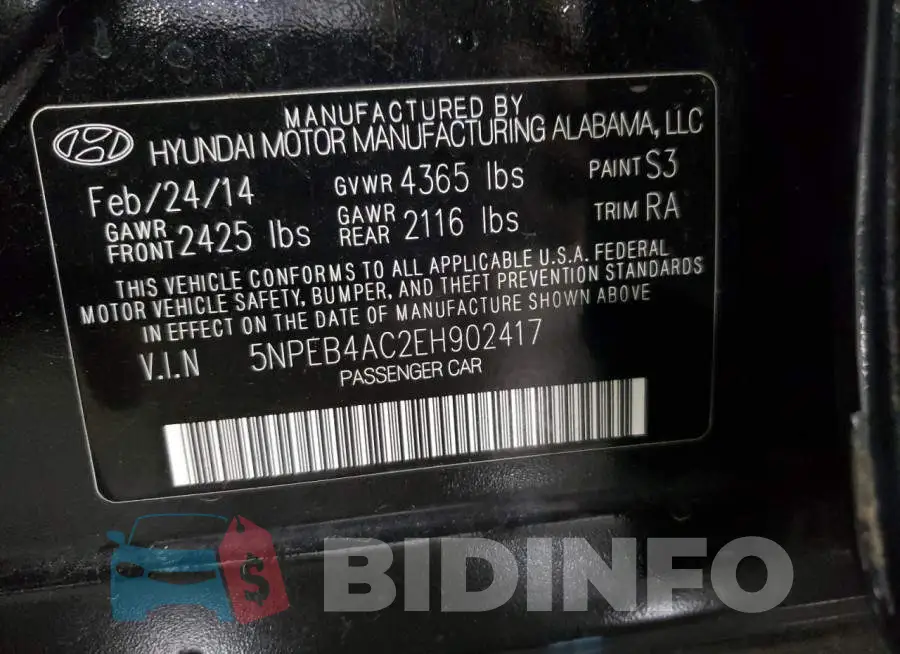 5NPEB4AC2EH902417 Photo# 12