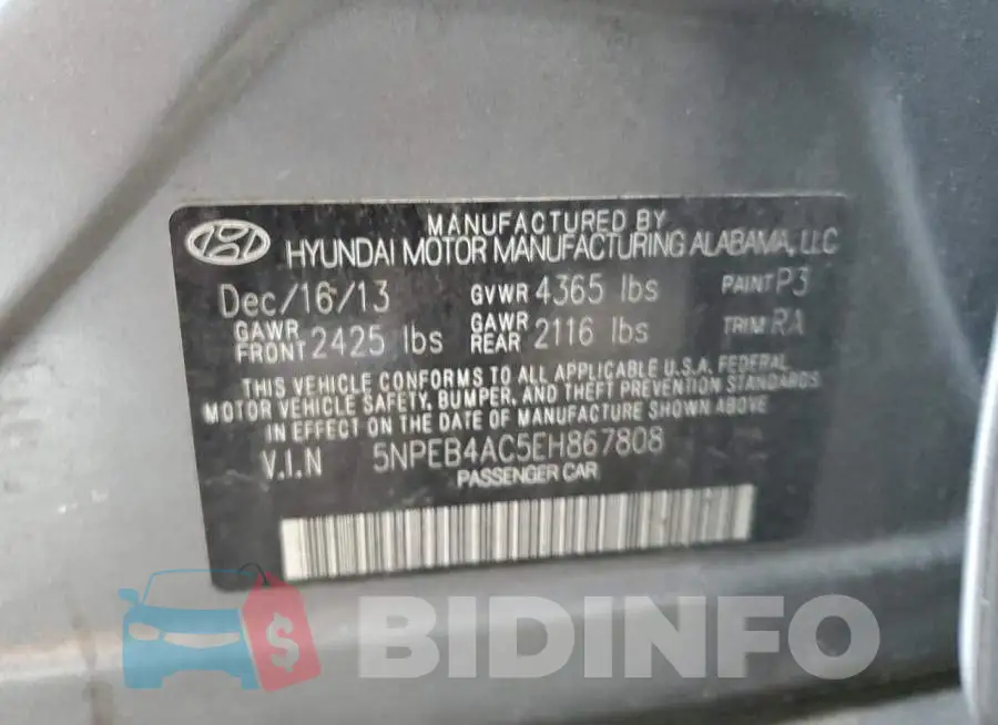 5NPEB4AC5EH867808 Photo# 12