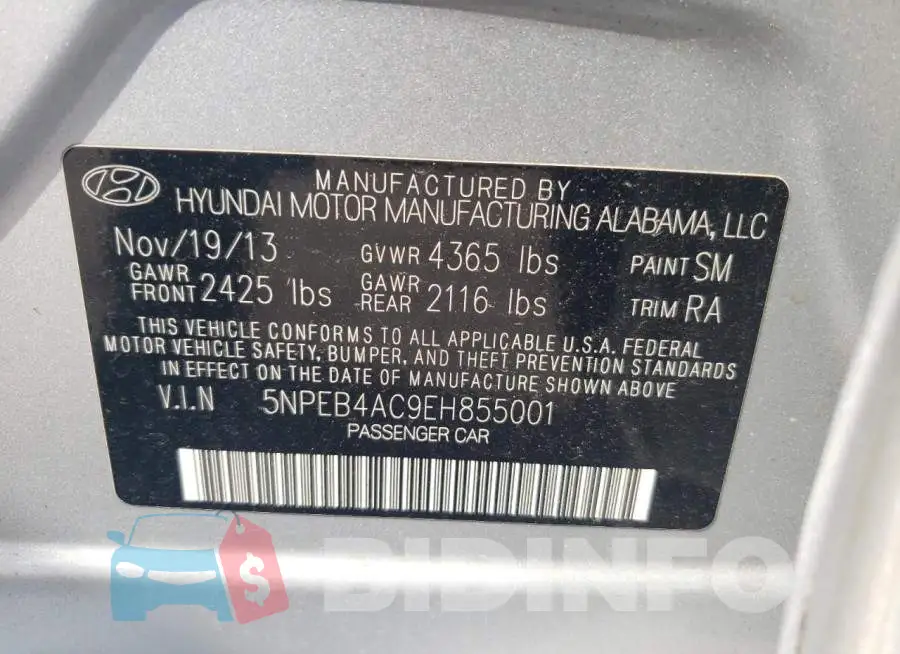 5NPEB4AC9EH855001 Photo# 12