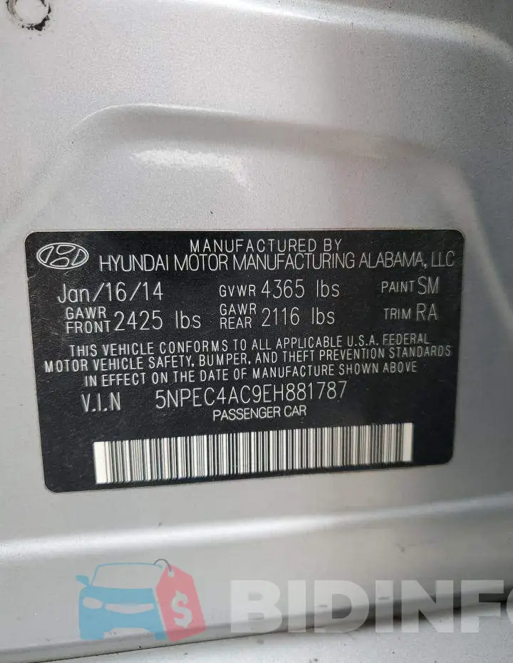 5NPEC4AC9EH881787 Photo# 13