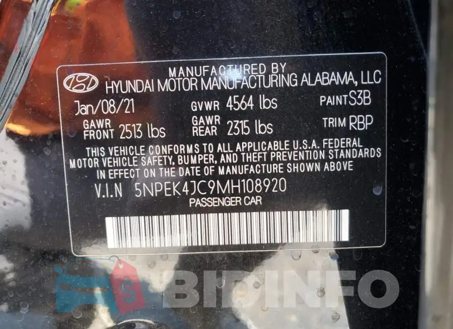 5NPEK4JC9MH108920 Photo# 13