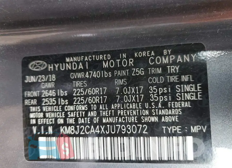 KM8J2CA4XJU793072 Photo# 13